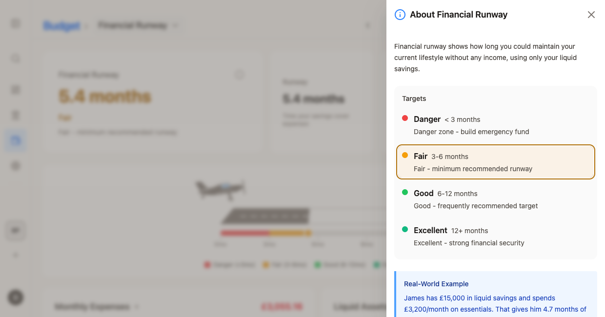 Doughsense financial health metrics with plain-English explanations